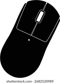 Silhueta de uma ilustração de visualização superior de mouse sem fio. 