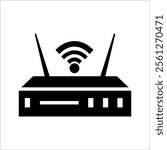 Silhouette of a wireless router, suitable for technology, networking, or internet-related concepts.