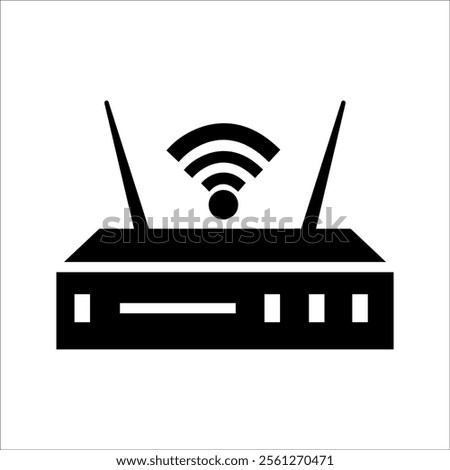 Silhouette of a wireless router, suitable for technology, networking, or internet-related concepts.