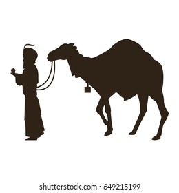 silhouette wise king and camel manger characters