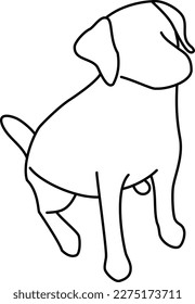 A silhouette of a wise Labrador Retriever sitting and waiting for instructions from its master (white)