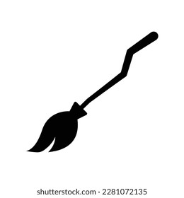 Silhouette of a witch broom icon. broomstick from a tree for Halloween. isolated on white background. vector illustration