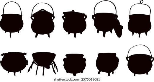 silhouette witch cauldron collection, vector