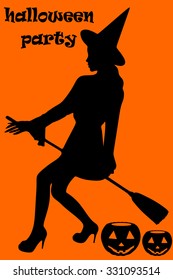 Silhouette of witch on broom
