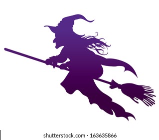 silhouette of the Witch on a broomstick