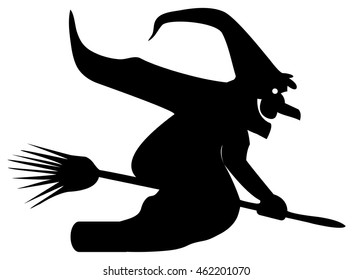 Silhouette of a witch on a broomstick 