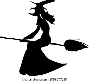 Silhouette of a Witch. Vector Illustration. Halloween.