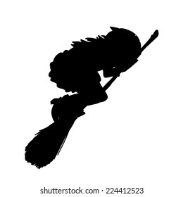 Silhouette witch in white background, vector for halloween