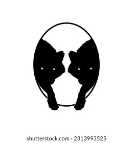 Silhouette of the Wolf Arise from the Circle Hole for Logo Type. Vector Illustration