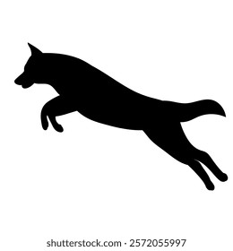 silhouette wolf, dog jumping on white background vector