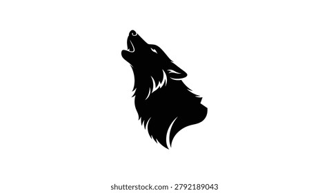 Silhouette of a wolf head howling loudly