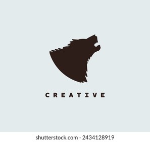 Silhouette wolf head logo. wolf head logo.