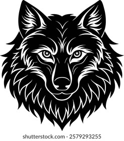 Silhouette Wolf Head Vector Illustration Art