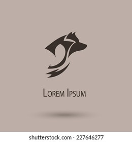 Silhouette of a wolf head. Vector stylized icon