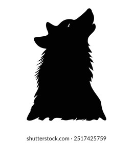 A silhouette of a wolf howling against a plain background, emphasizing its form and expression.