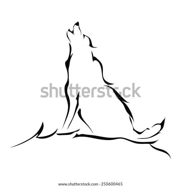 Silhouette Wolf Howling Isolated On White Stock Vector (Royalty Free ...