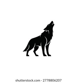 Silhouette of a wolf howling loudly