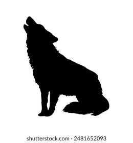 silhouette of a wolf howling to the moon - vector illustration