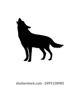 Silhouette of a wolf isolated on white background
