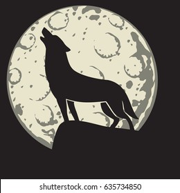 silhouette of a wolf in the moonlight 