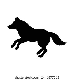 silhouette of wolf on white