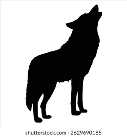 Silueta de un lobo sobre fondo blanco