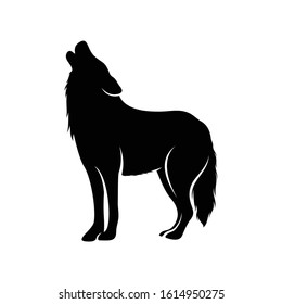 Silhouette wolf roar vector ilustration black and white colour
