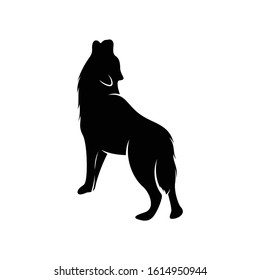 Silhouette wolf roar vector ilustration black and white colour