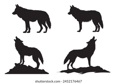 Silueta de lobo Scouting negro icono plano aislado en blanco