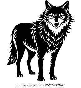 Silhouette of a wolf vector illustration isolated on white background