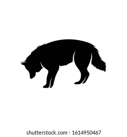 Silhouette wolf vector ilustration black and white colour