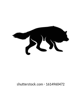 Silhouette wolf vector ilustration black and white colour
