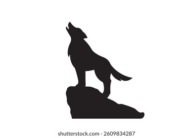 Silhouette of wolf vector isolated on white background.