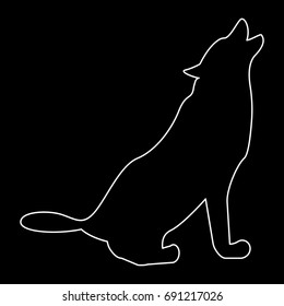 Silhouette of the wolf white icon .