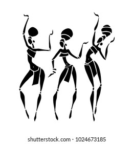 Silhouette of woman. African dancers. Dancing woman in traditional ethnic style. Vector Illustration.