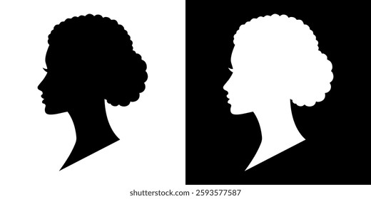 Silhouette of a woman with afro hair vector