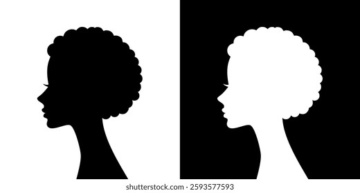 Silhouette of a woman with afro hair vector