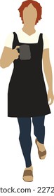 Silhouette Woman Apron Walking 1