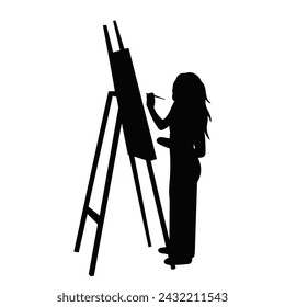 silhouette woman artist on white background vector