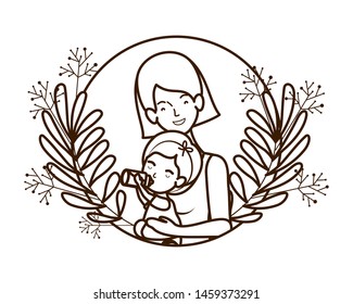 silhouette of woman with baby avatar character