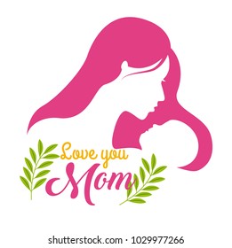 silhouette woman and baby love you mom floral celebration