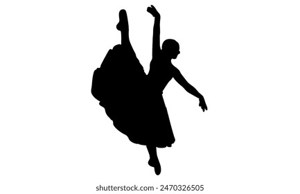 silhouette of woman ballet dancer vector illustration