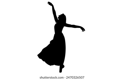 silhouette of woman ballet dancer vector illustration