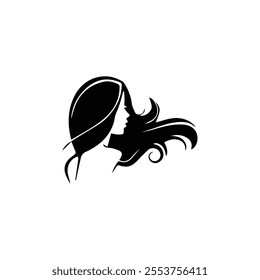 Silhouette of a Woman in Black on White Background