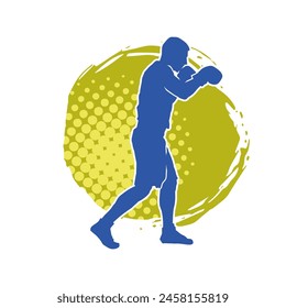 Silhouette of woman boxing athlete in action pose. Silhouette of a female wearing boxing gloves for boxing sport.