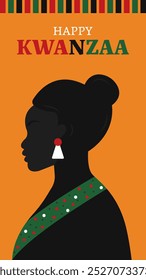 Silhouette of a woman celebrating kwanzaa, a seven-day holiday honoring african heritage