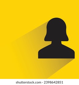 silhouette woman character with shadow on yellow background