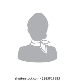  Silhouette of a woman in chignon style with a scarf around her neck Gray