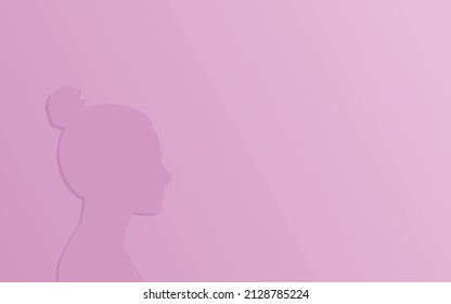 silhouette of woman with collected hair in lilac color