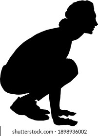 Silhouette of a woman crouching to her knee. Vector illustration.